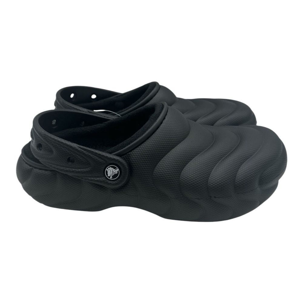 Crocs Classic Lined Overpuff Clogs Mens 9 Womens 11 Black Slip On Shoes Comfort